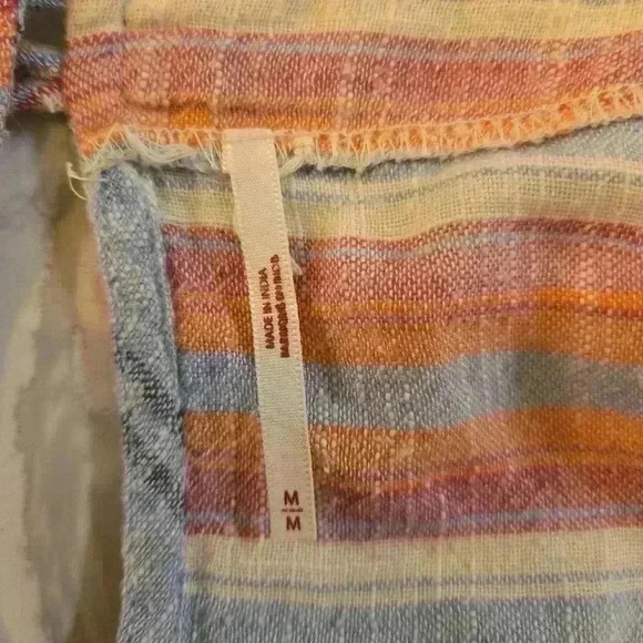 Free People Summer Nights Striped Tunic Cotton Blue Pink Womens Size Medium - Picture 11 of 13